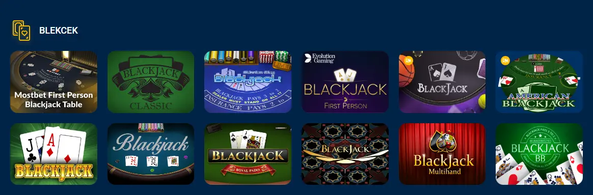 Mostbet kazinosunda Blackjack