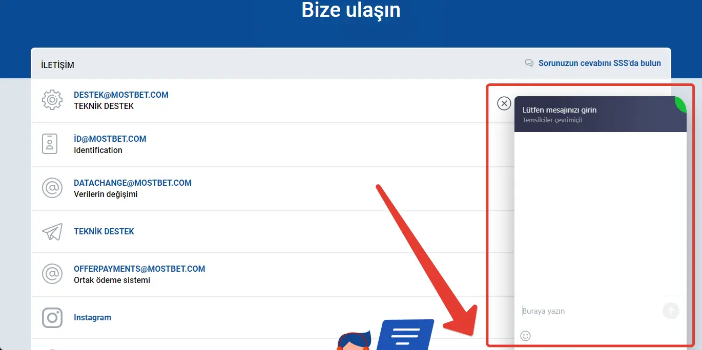 Mostbet teknik destek sohbeti