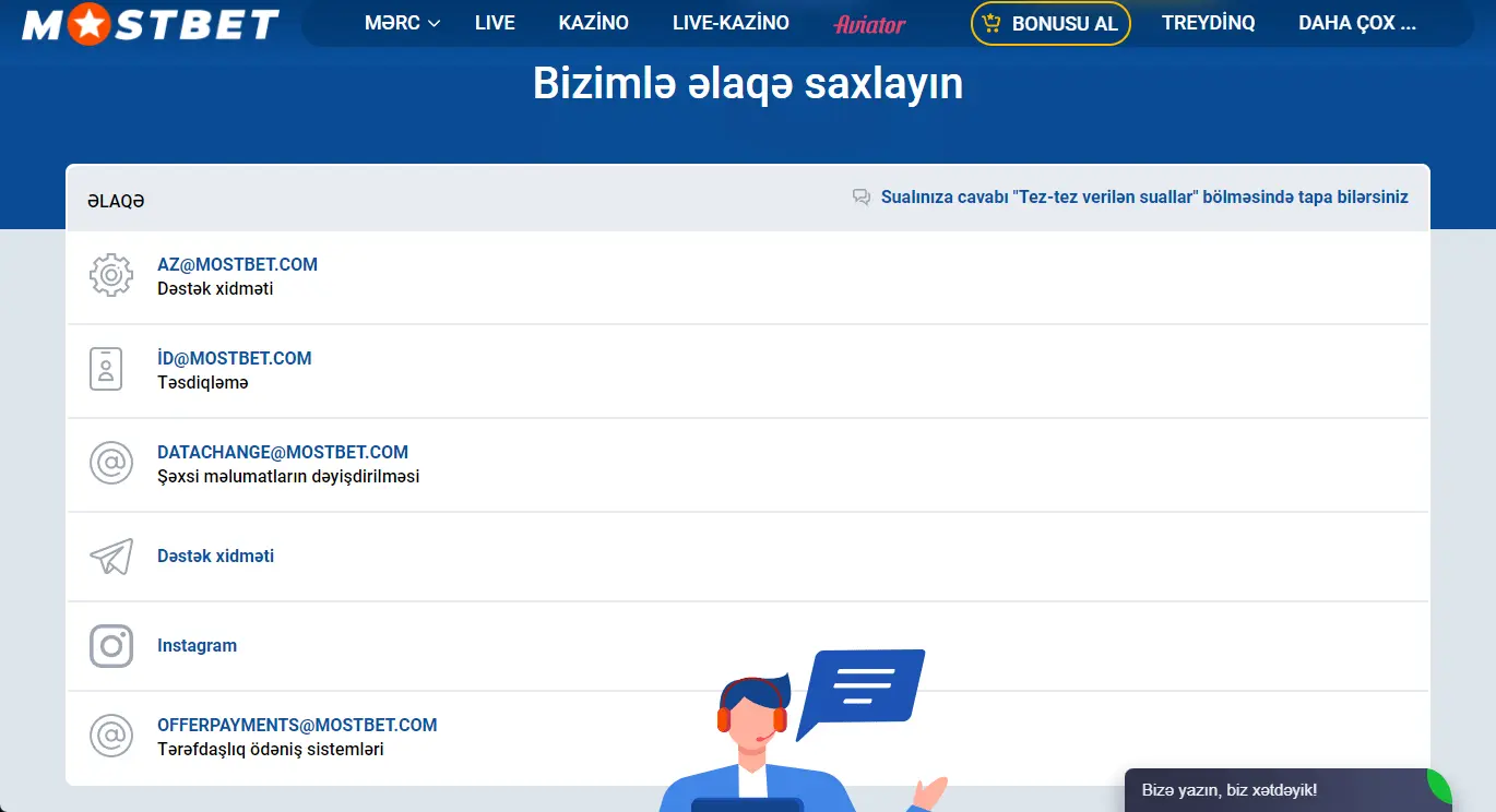 Mostbet dəstək əlaqələri