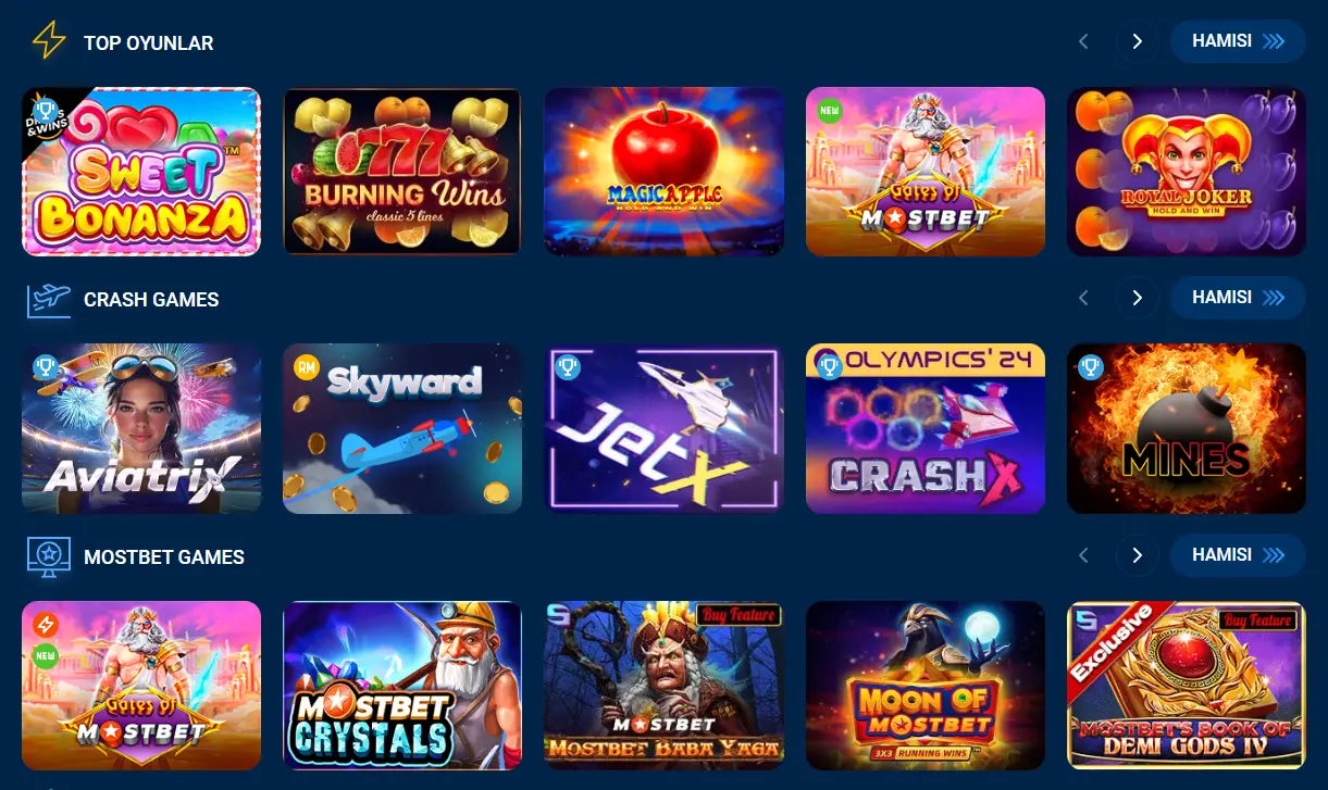 Mostbet kazino oyun avtomatları